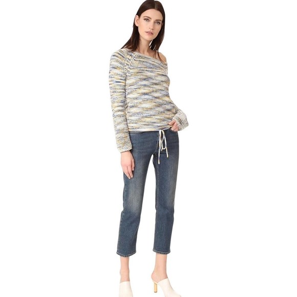 Theory Coella Knit Sweater Size Small Denim Mix Soft Chain Drawstring‎ Boatneck - Picture 15 of 16